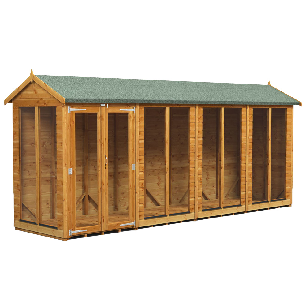Power Sheds 16 x 4ft Double Door Apex Traditional Summerhouse Image 1