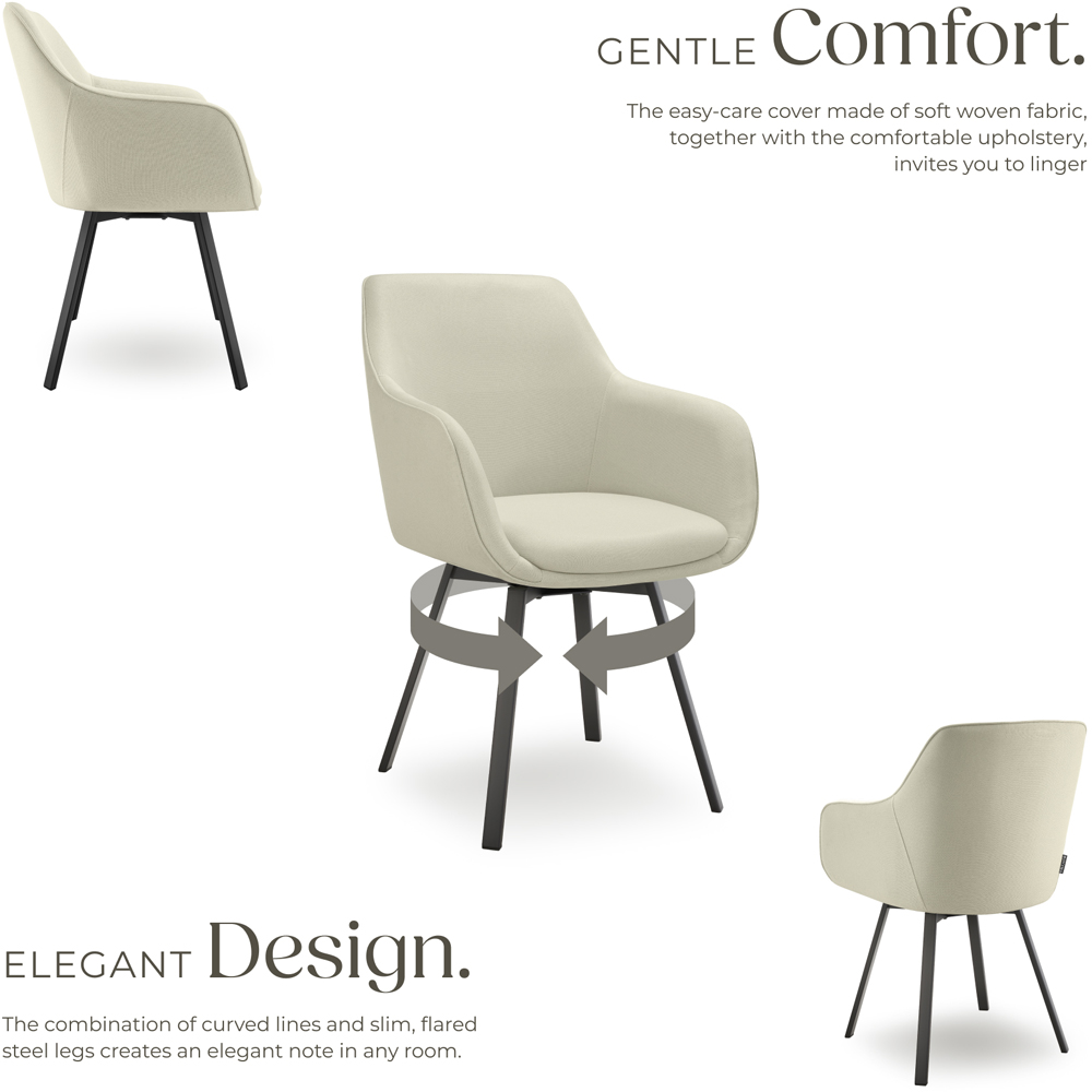 tectake Alicon Set of 6 Greige Woven Fabric Swivel Dining Chair Image 3