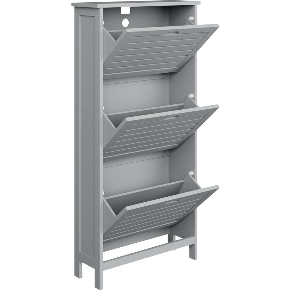 GFW Bergen Grey 3 Tier Shoe Cabinet Image 3