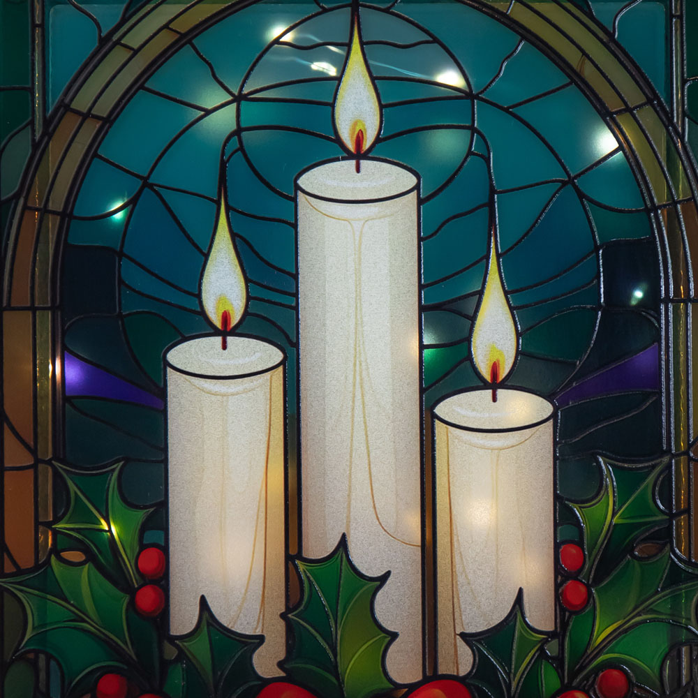 Samuel Alexander Warm White LED Double Sided Glass Stained Candles Light Up Christmas Decoration Image 4