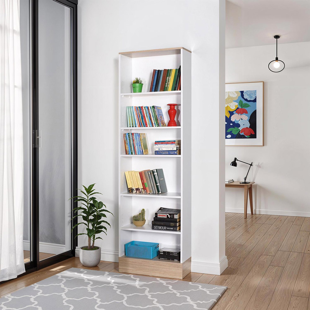 FWStyle 6 Tier White and Oak Shelving Unit Image 4