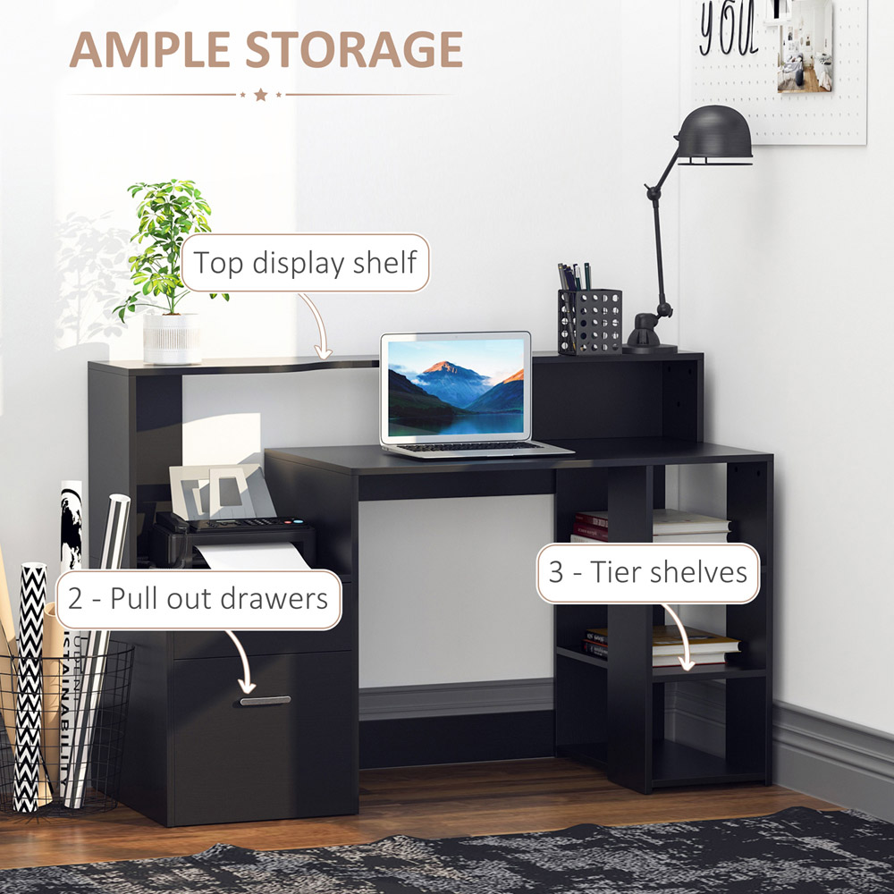 Portland 2 Drawer Computer Desk Black | Wilko