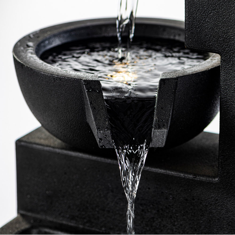 Garden Gear Serenity Black 3 Bowl Cascading Water Feature with LED Light Image 3