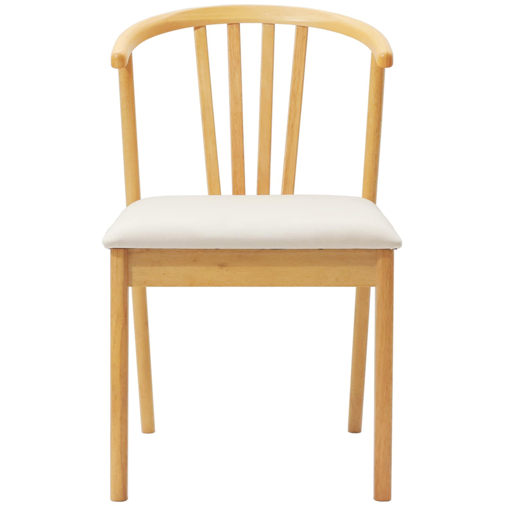 vidaXL Set of 2 Natural Rubberwood Vintage Dining Chairs Image 3