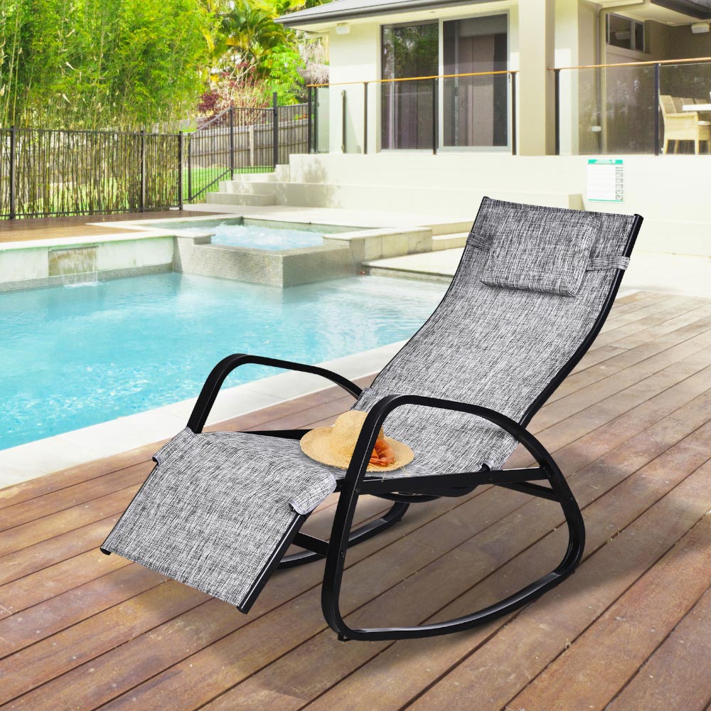 Outsunny Grey Zero Gravity Rocking Chair with Pillow Image 1