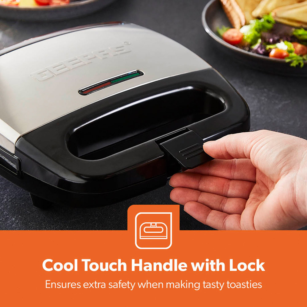Geepas Panini GGM6001 Black and Silver 2 Sice Sandwich Toaster 750W Image 5