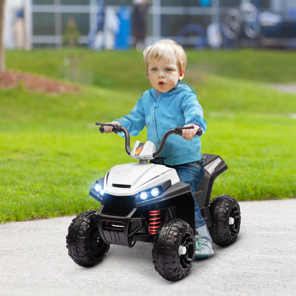 Tommy Toys White Kids Electric Quad Bike with 4 Wheels Spring Suspension 12V Image 2