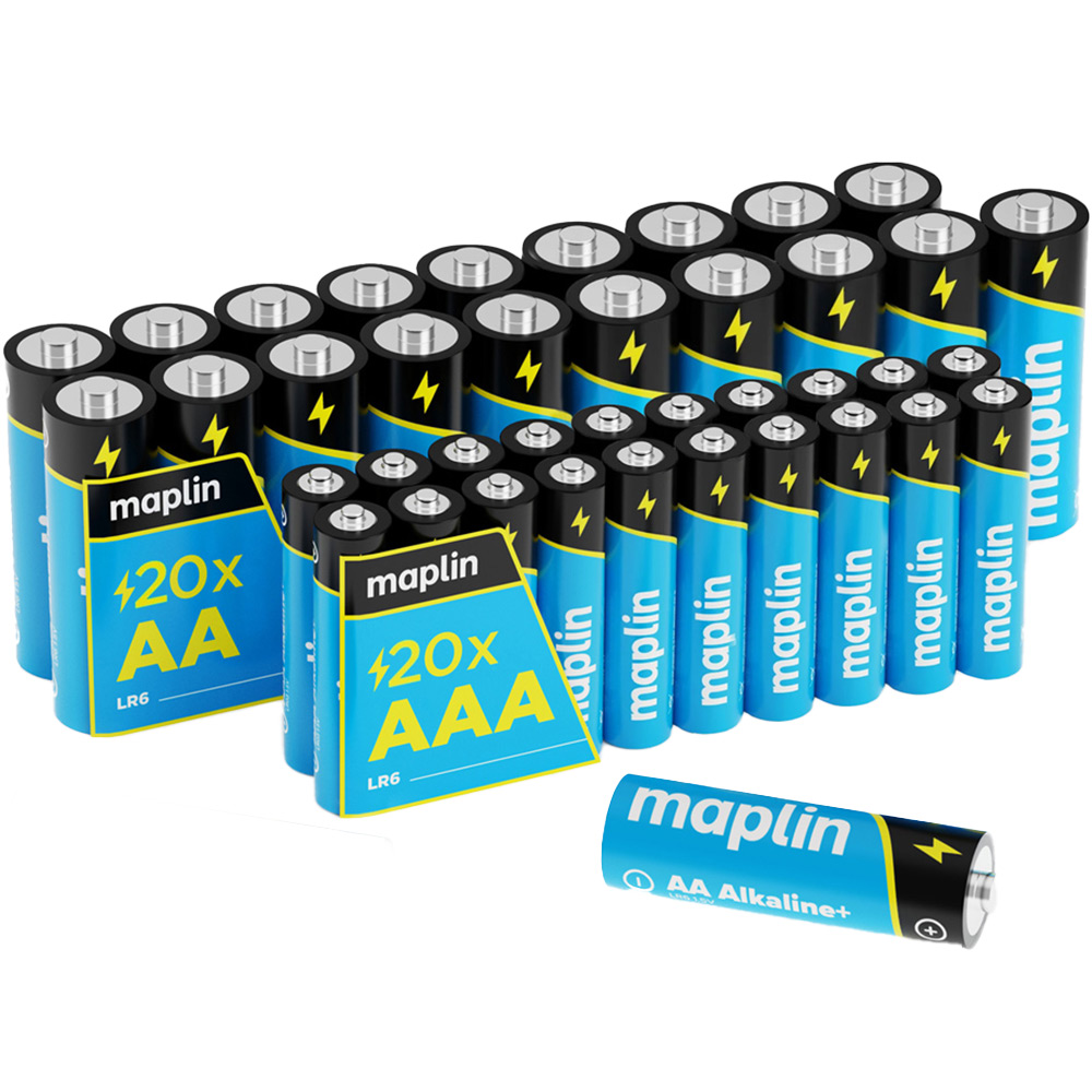 Maplin AA LR6 and AAA LR03 40 Pack Alkaline Batteries Image 1