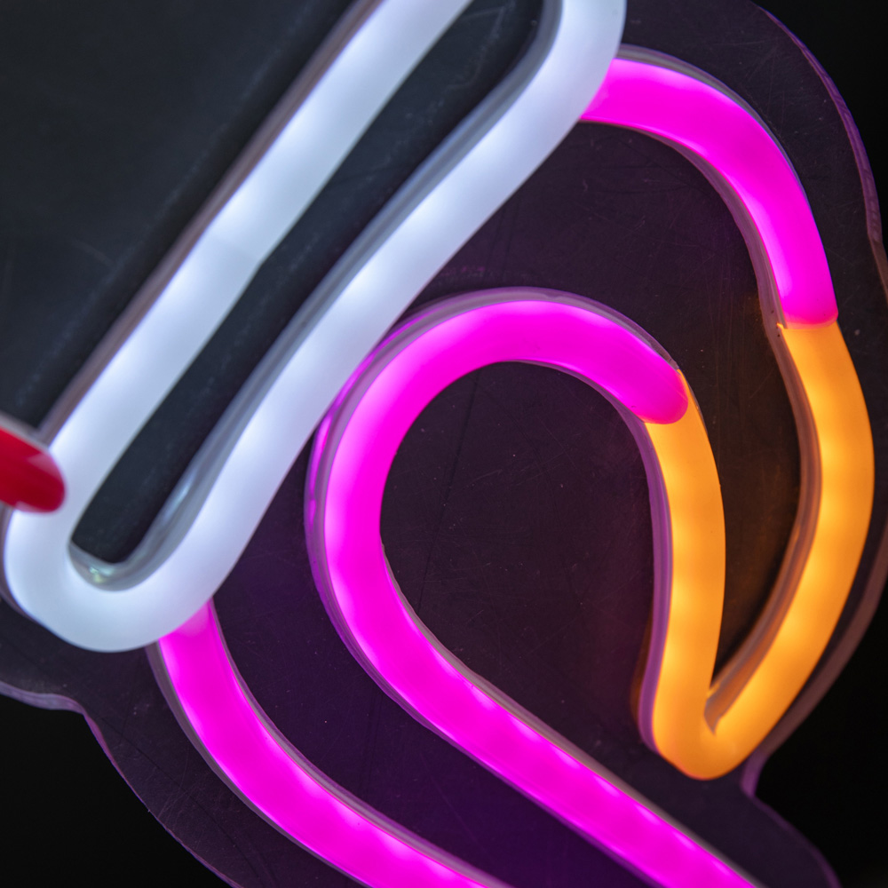 Samuel Alexander Multicolour LED Light Up Neon Flamingo with Santa Hat and Base Christmas Decoration Image 8