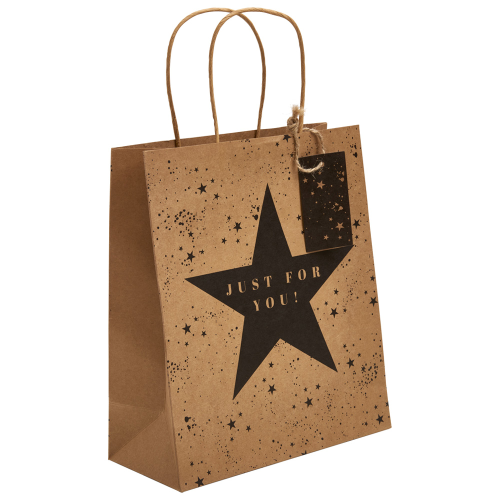 Wilko Medium Kraft Star Giftbag Image 1