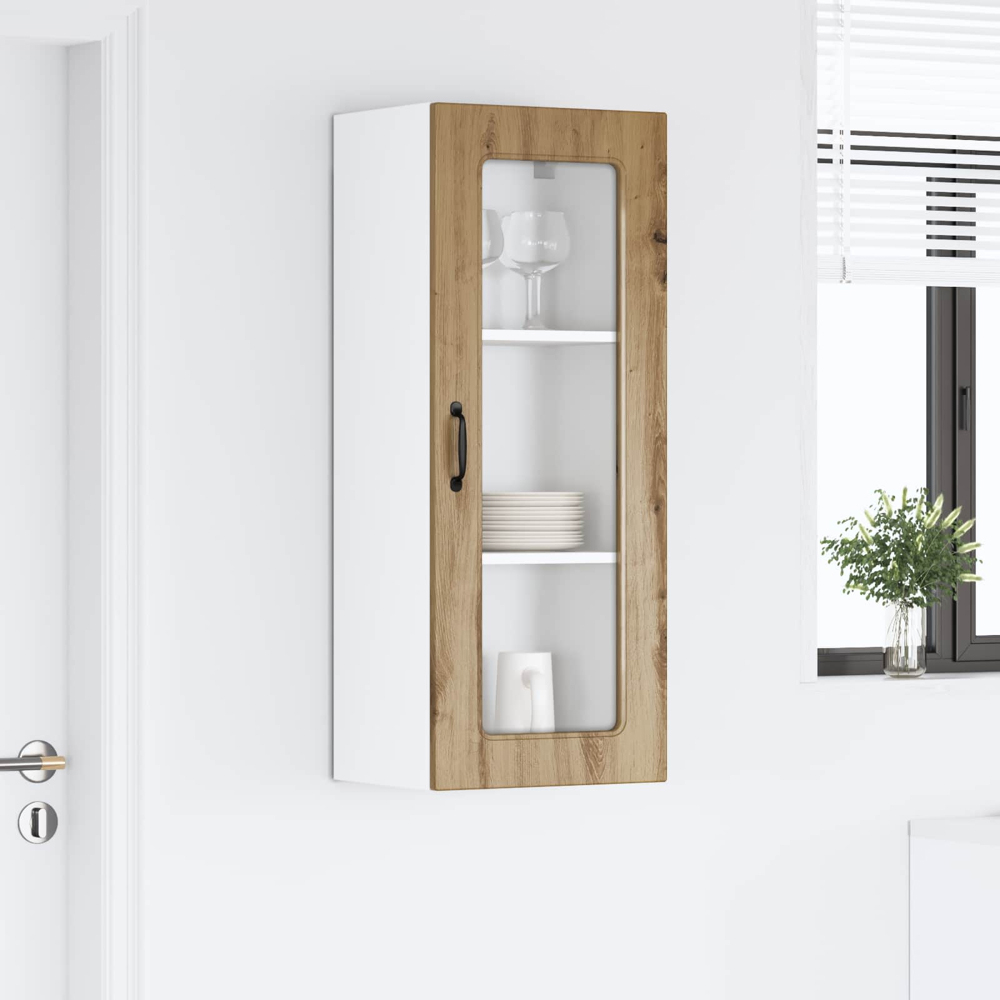 vidaXL Single Glass Door Artisan Oak Kitchen Wall Cabinet Image 9