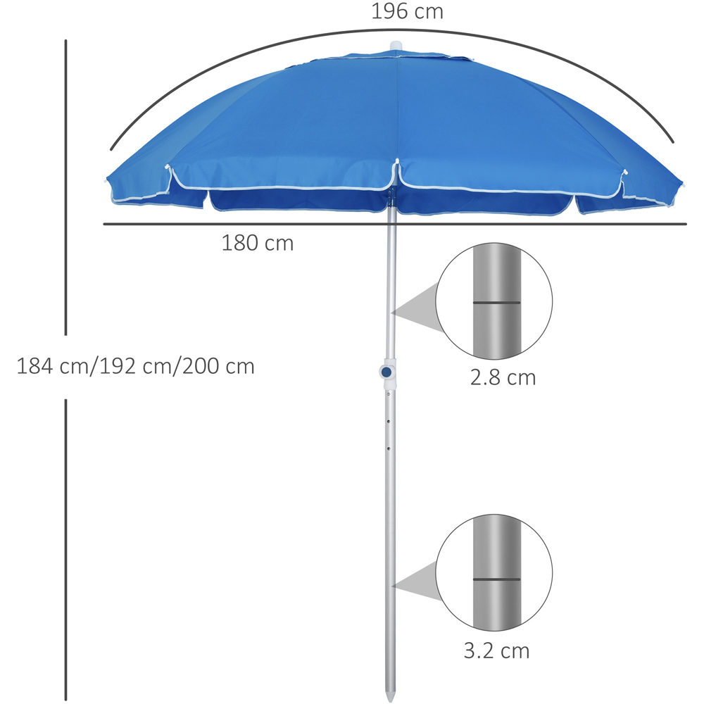 Outsunny Blue Arched Beach Umbrella Parasol with Adjustable Tilt and Carry Bag 1.9m Image 7