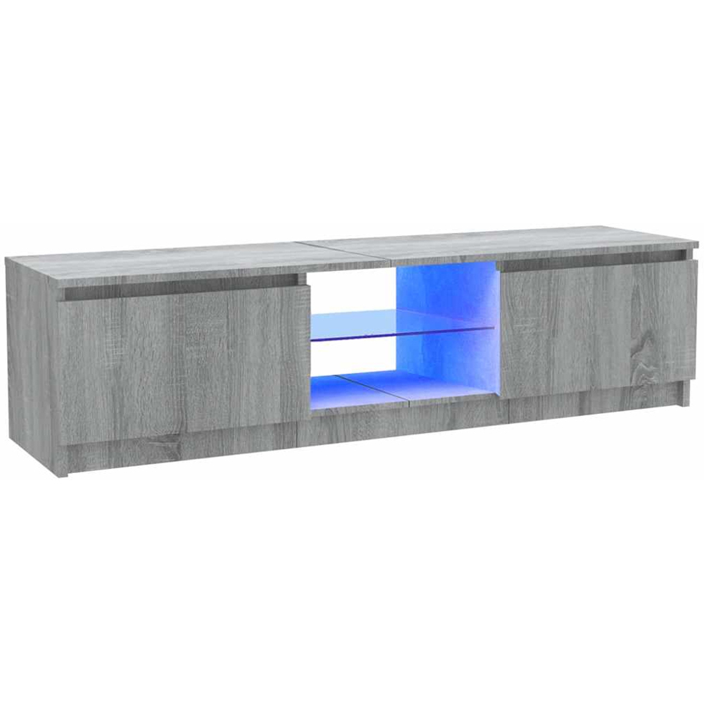 vidaXL 2 Door 2 Shelf Grey Sonoma TV Cabinet with LED Lights Image 2