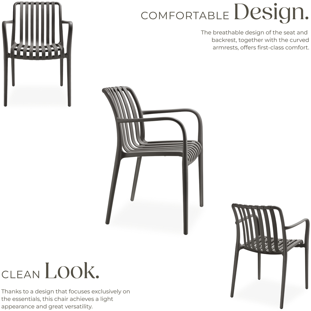 tectake Alcudia Set of 6 Anthracite Garden Chair Image 6