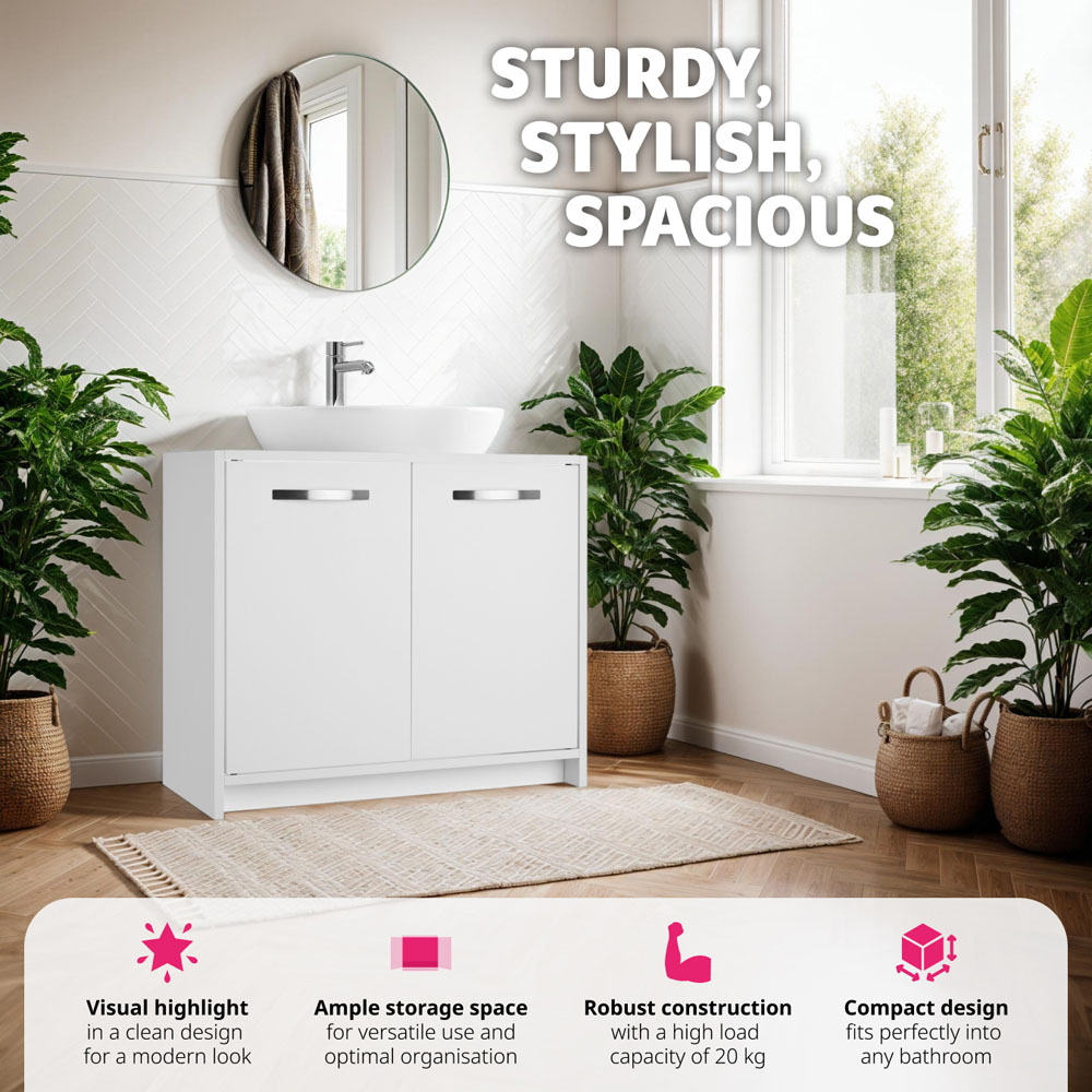 Tectake Katalina 2 Door White Vanity Unit Image 3