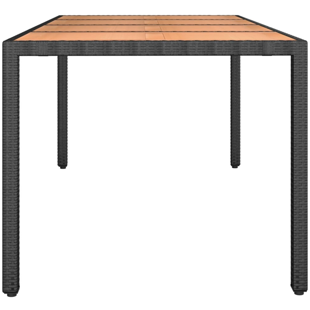 vidaXL 6 Seater Black Polyrattan and Solid Wood Acacia Tabletop Garden Table Image 4