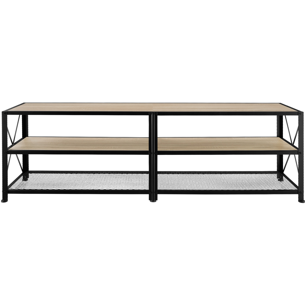 tectake 3 Shelf Light Wooden and Steel Rustic TV Stand Image 3