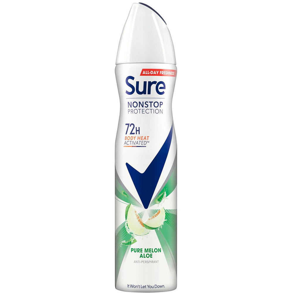 Sure Women Pure Melon Aloe 72H Nonstop Protection Anti-Perspirant Deodorant 250ml 30 Pack Image 2
