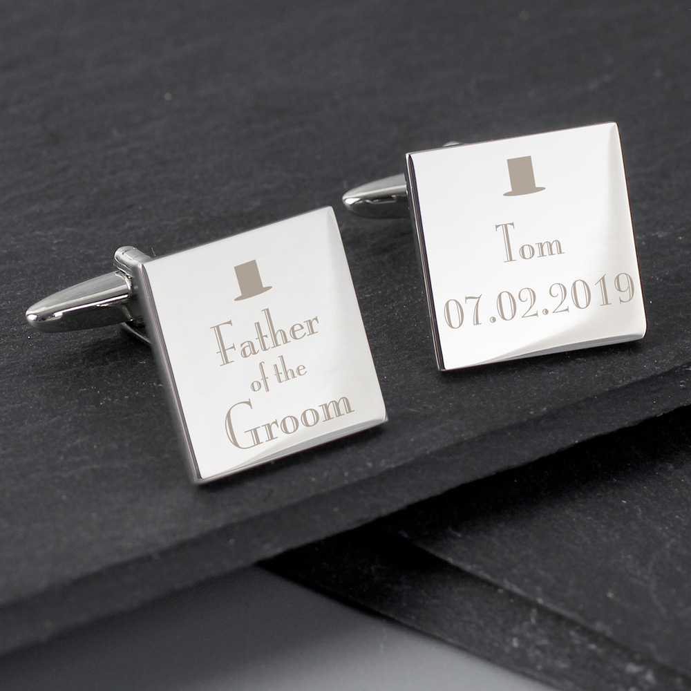 Personalised Memento Personalised Wedding Father of the Groom Square Cufflink Image 2