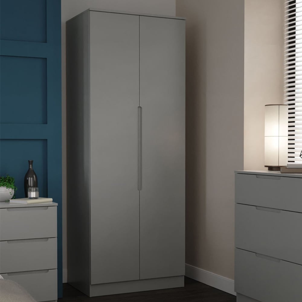 Crowndale Milan 2 Door Dusk Grey Tall Double Wardrobe Image 1
