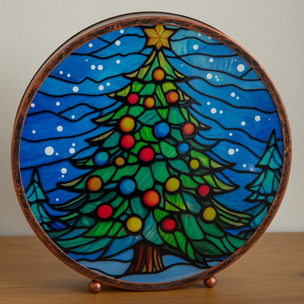 Samuel Alexander Light Up Stained Glass Christmas Tree Decoration 25cm Image 4