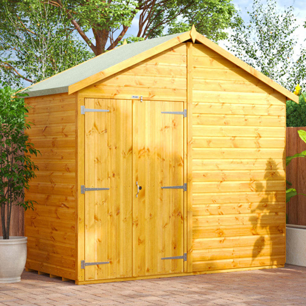 Power Sheds 4 x 8ft Double Door Apex Wooden Shed Image 2