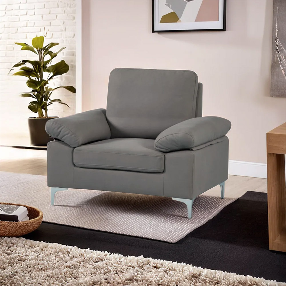 Kosy Koala 4 Seater Grey Fabric Sofa Set with Chrome Feet Image 4