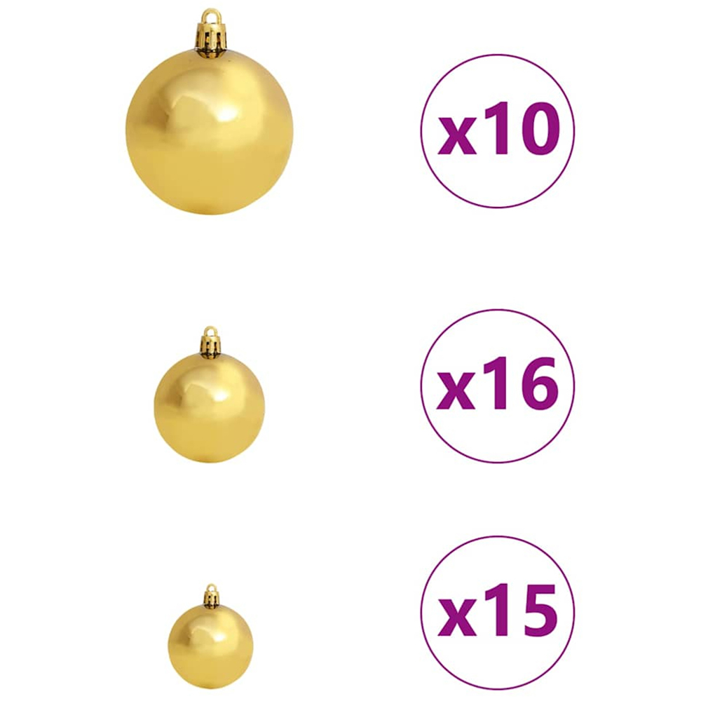 vidaXL Pre-Lit Gold Baubles Green Artificial Christmas Tree 8ft Image 8