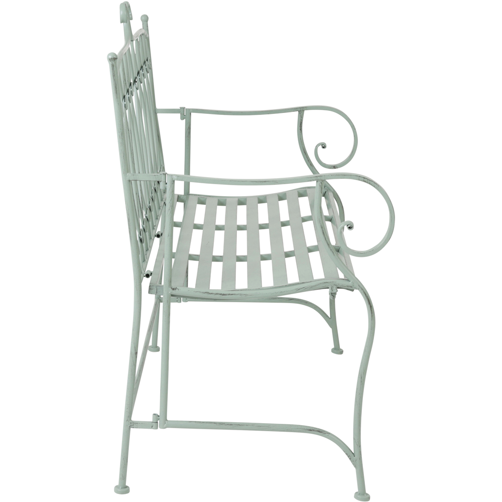 Charles Bentley 2 Seater Heritage Green Decorative Rustic Metal Garden Bench Image 3