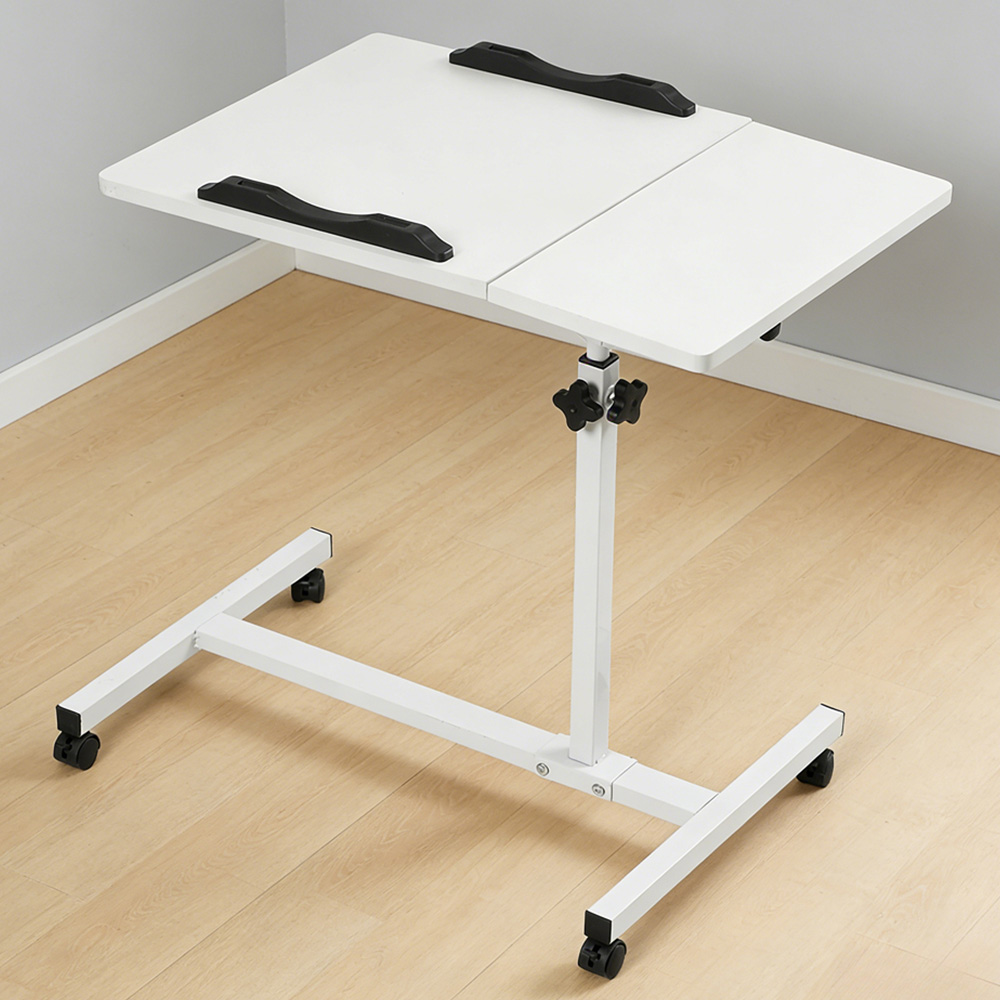 Living and Home Tilting Adjustable Laptop Desk with Castors White Image 1