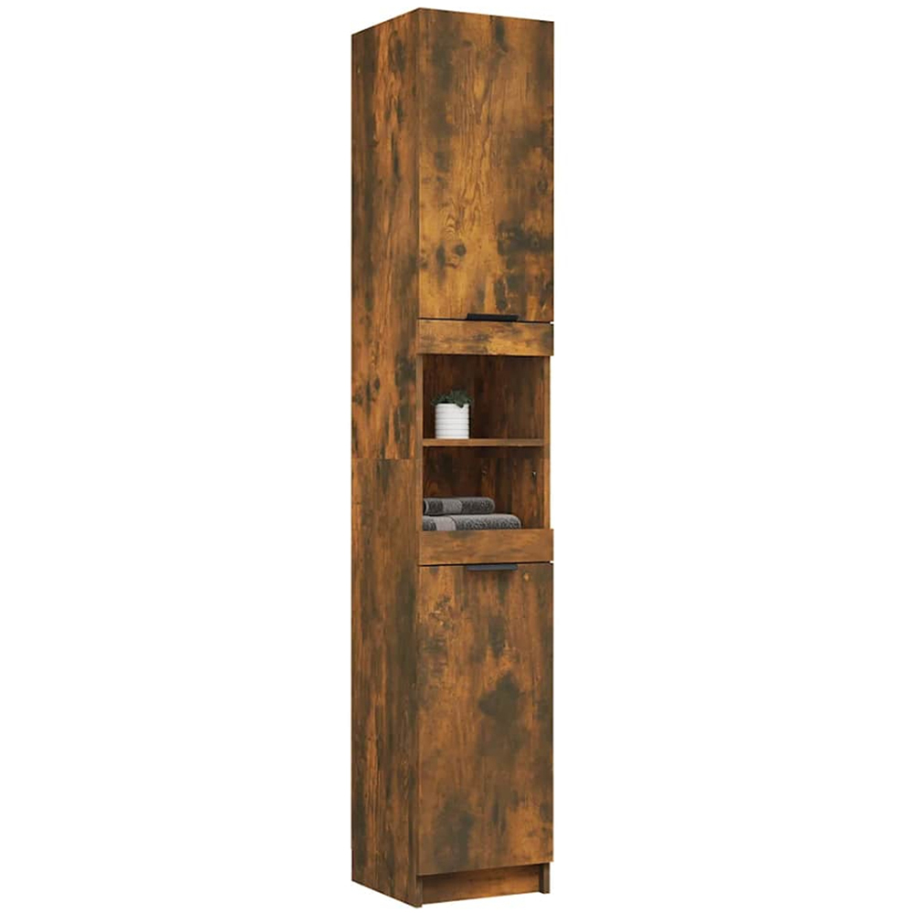 vidaXL 2 Door Smoked Oak Wood Bathroom Cabinet Image 3