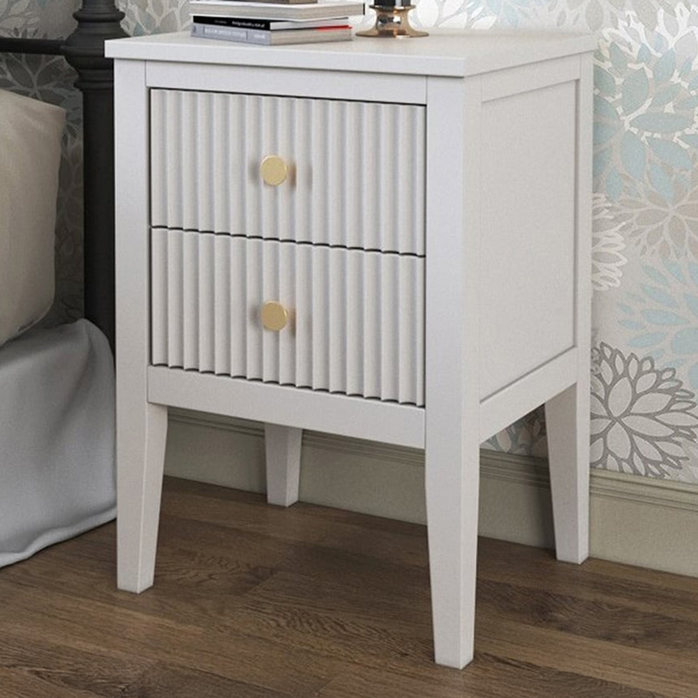 Bellaria 2 Drawer White Bedside Table Image 1