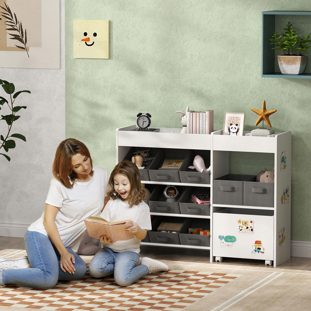 AIYAPLAY 11 Bin White Kids Toy Storage Unit with 3 Stickers Image 5