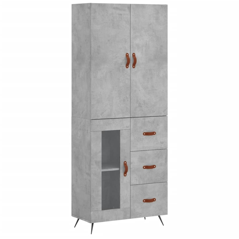 vidaXL 3 Door 3 Drawer Concrete Grey Highboard Image 2
