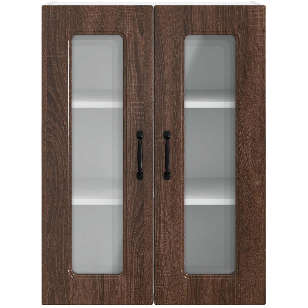 vidaXL 2 Glass Door Brown Oak Kitchen Wall Cabinet Image 4