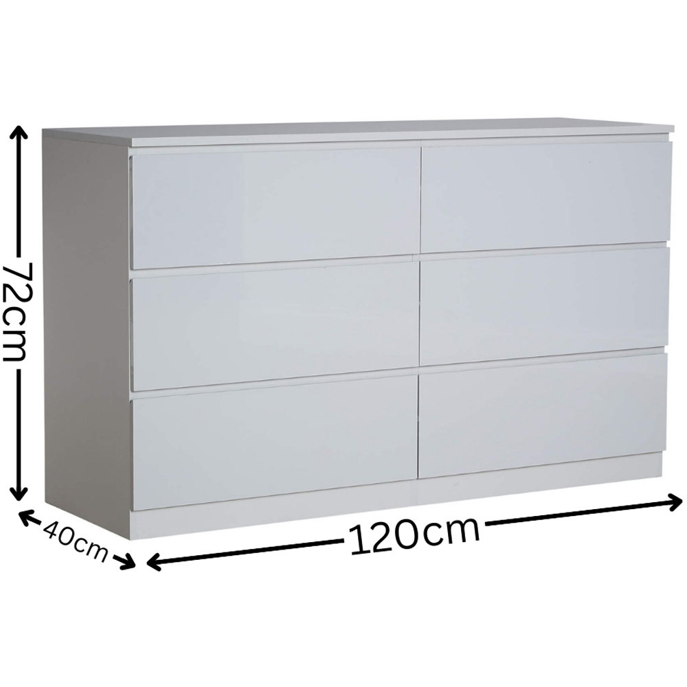 Home Source Lugano 6 Drawer Grey Wide Chest of Drawers Image 6