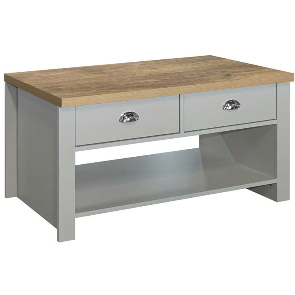 Highgate 2 Drawer Grey and Oak Coffee Table Image 4