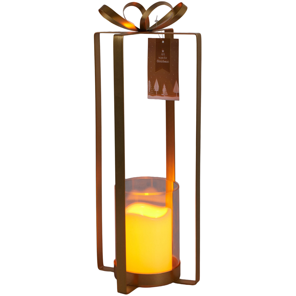 Gold LED Candle Lantern Image 1
