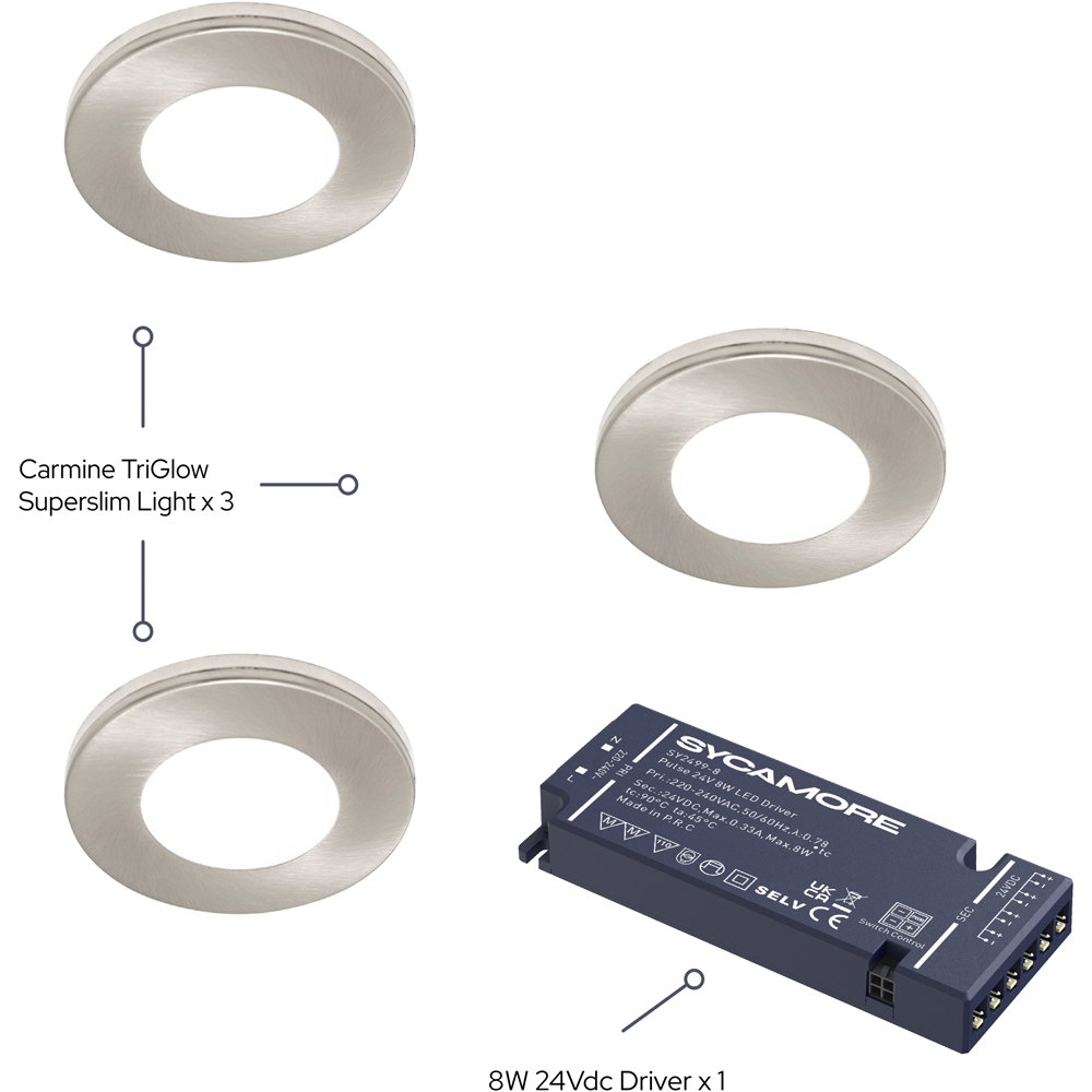 Sorrelis Carmine TriGlow Aluminium Superslim 3 Cabinet Light Kit Image 3