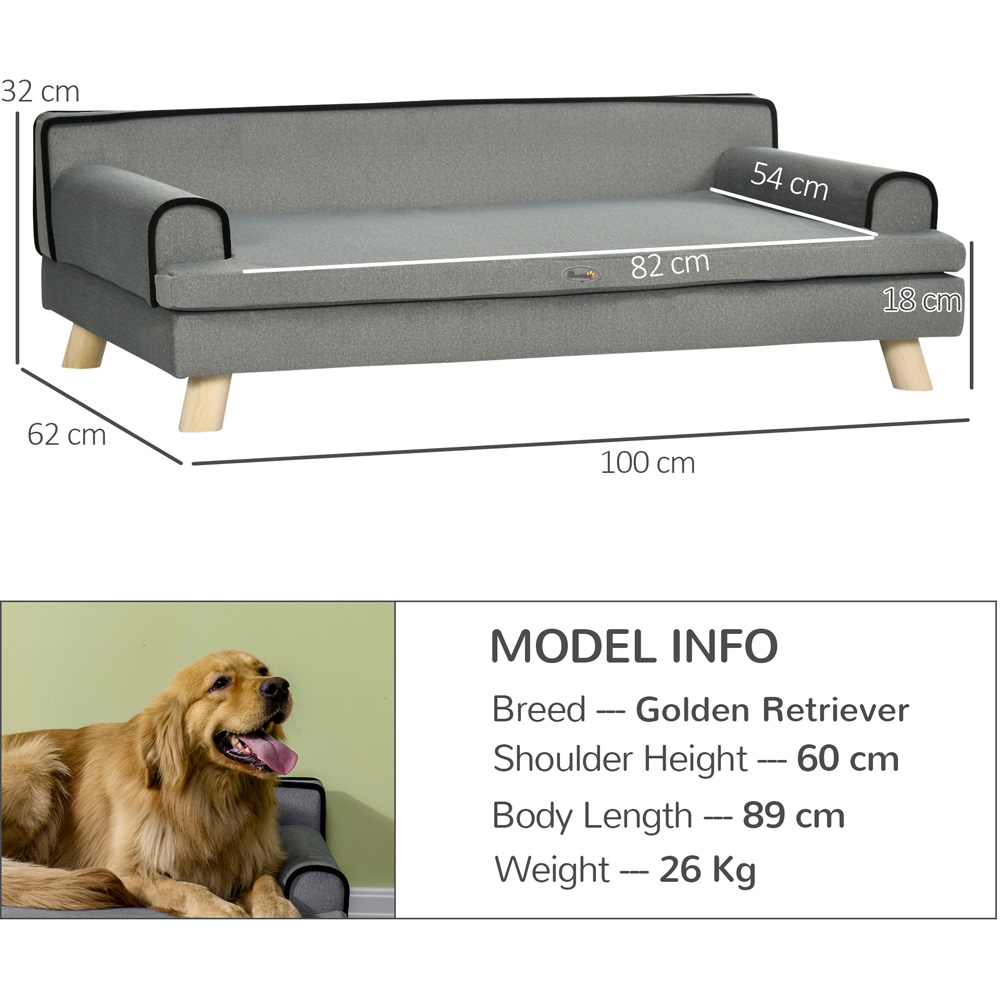 PawHut Grey Large and Medium Dogs Fabric Pet Sofa Image 8
