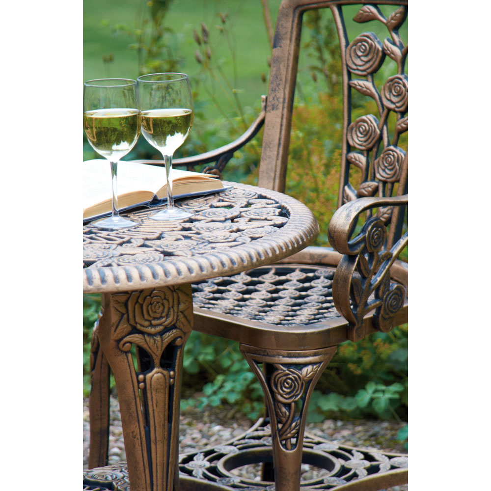 Greenhurst 2 Seater Rose Bronze Armchair Bistro Set Image 2