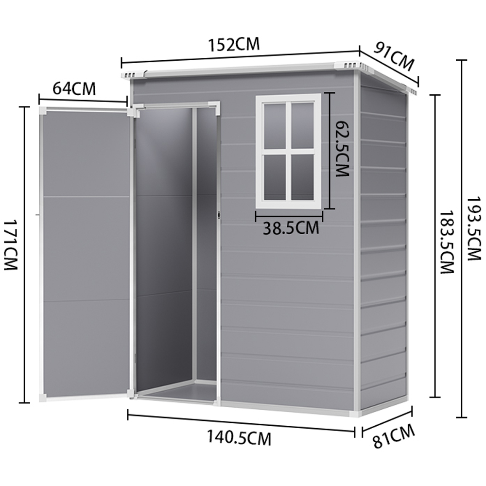 Living and Home 5 x 3ft Plastic Outdoor Pent Garden Tool Shed Image 9