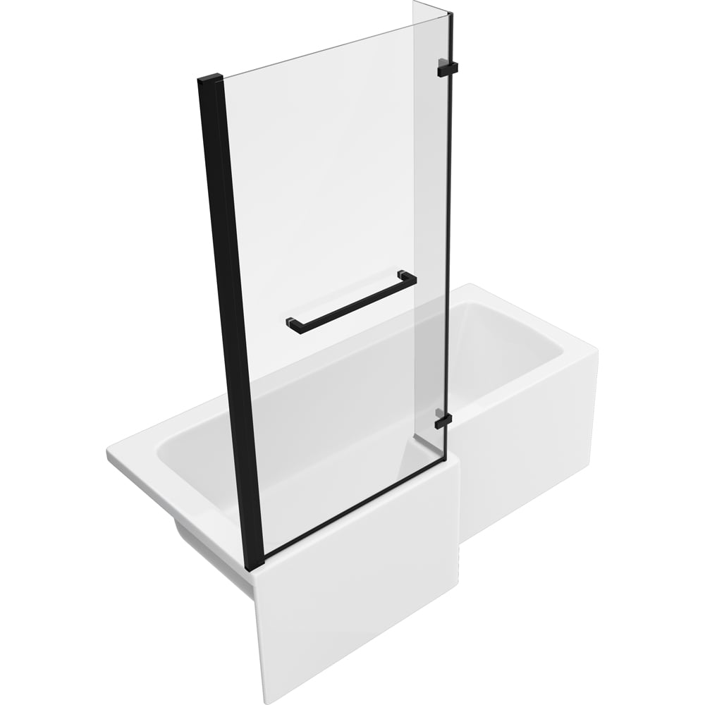 Bathstore Nazare Matt Black Left Hand L-Shape Shower Bath Set 1700 x 850mm Image 4