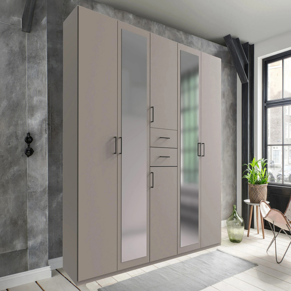 TJ'S Dillingen 6 Door 2 Drawer Grey Sahara Wardrobe Image 1