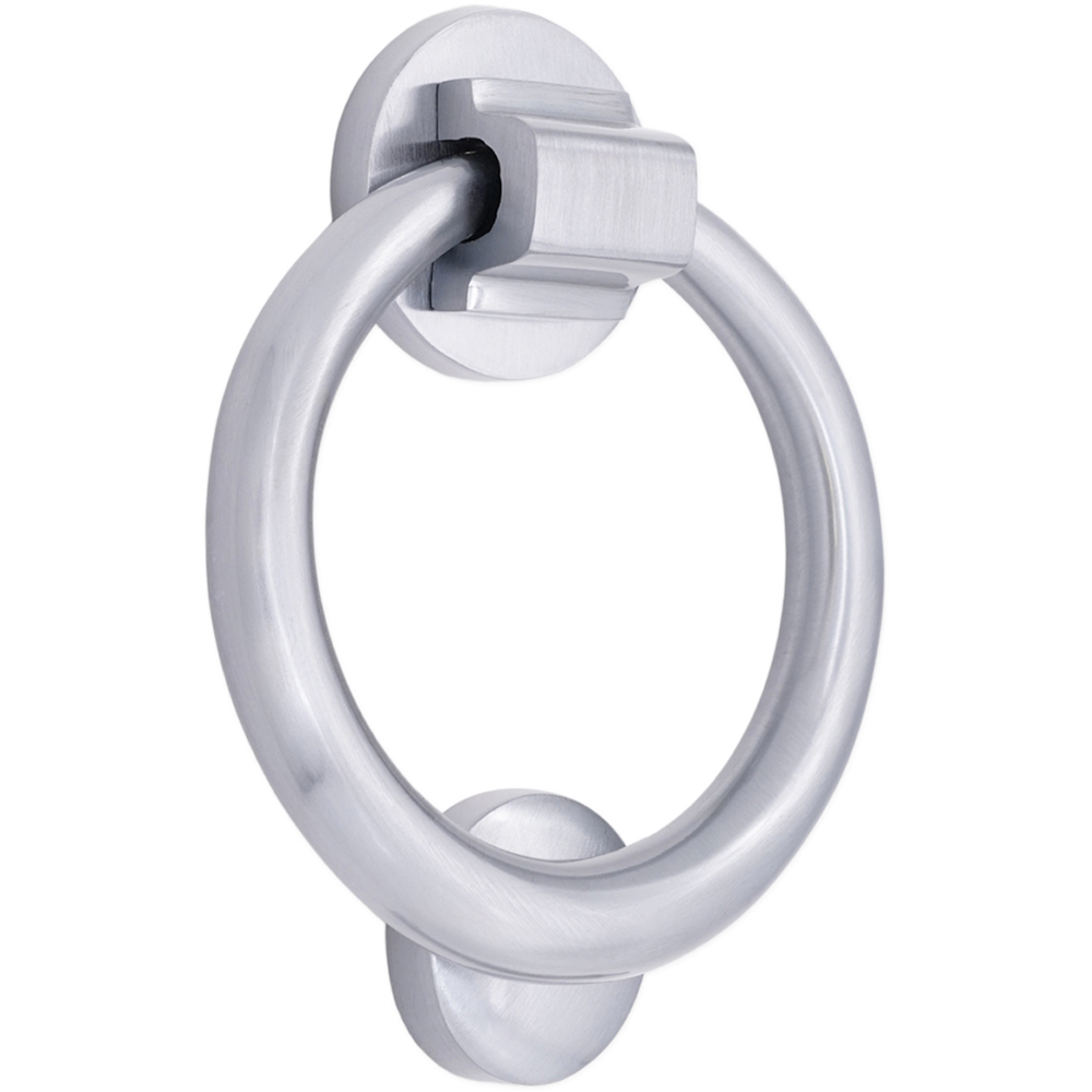 Spira Brass Satin Chrome Ring Door Knocker Image 1
