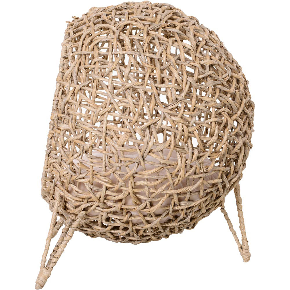 PawHut Woven Rattan Elevated Cat Bed Natural Image 2
