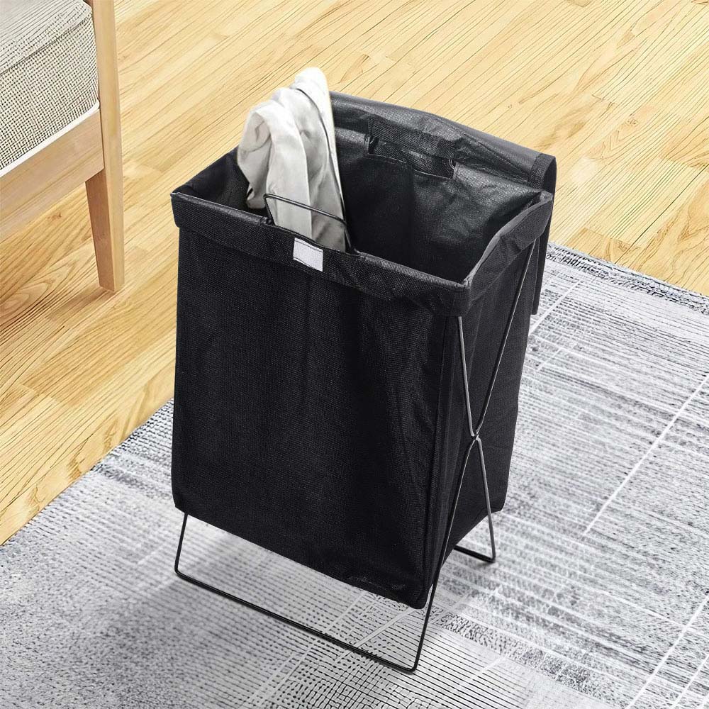 Living and Home Black Folding Fabric Laundry Basket Hamper Image 7
