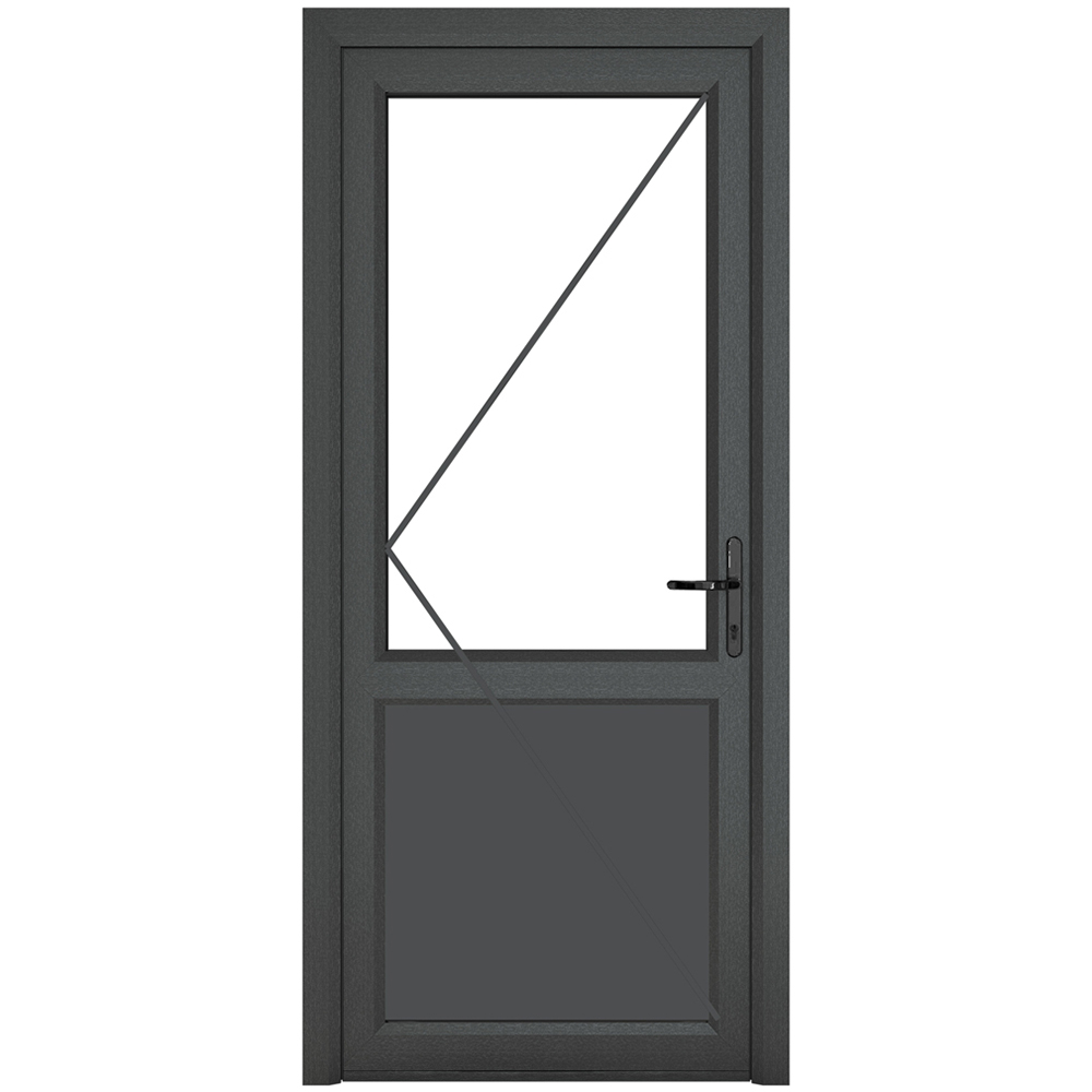 Crystal uPVC Double Glazed Grey White Door Half Glass Half panel Left hand Clear Glass 920x2090mm Image 2