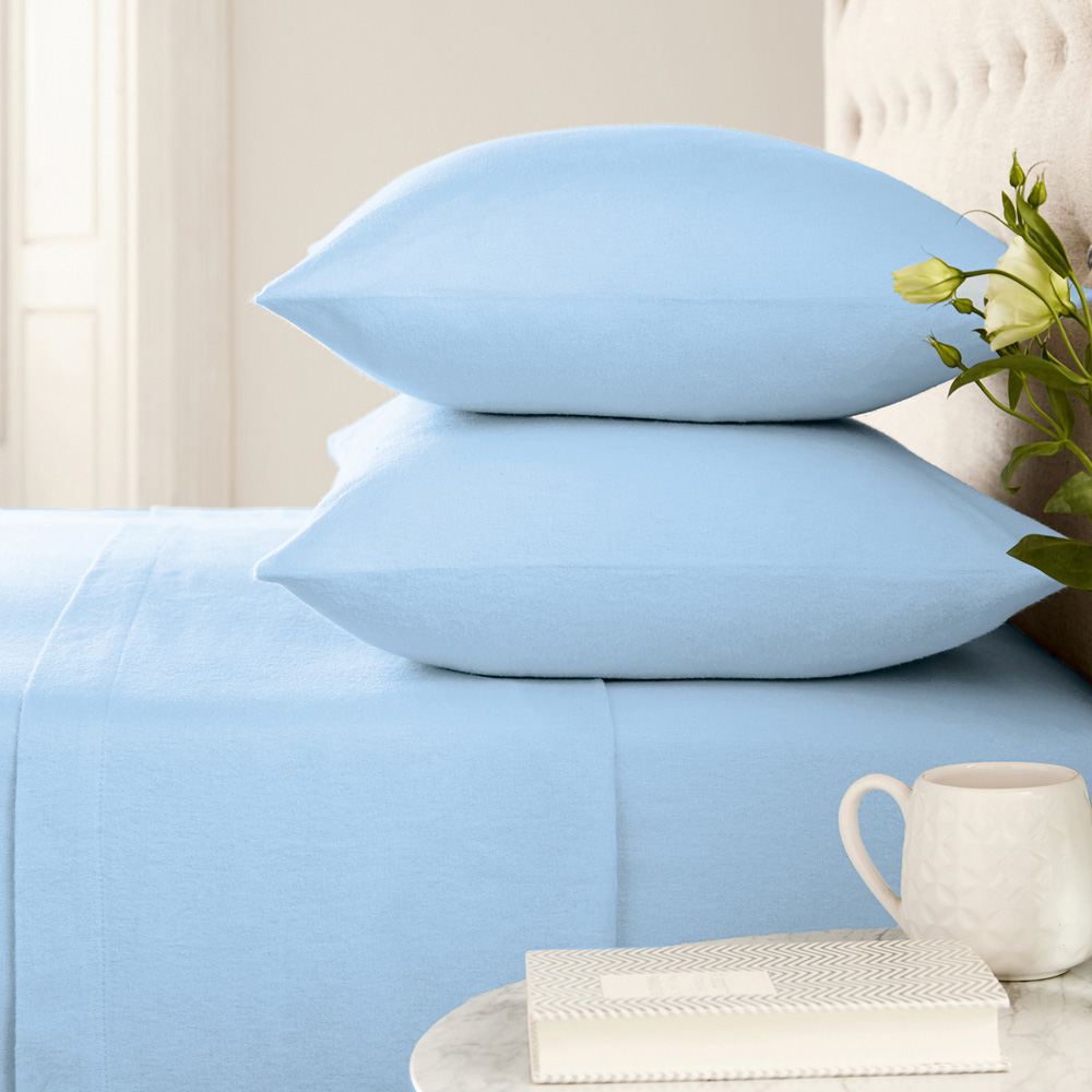 Helena Springfield Single Chambray Blue Brushed Cotton Fitted Bed Sheet Image 2
