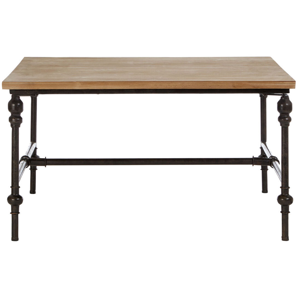 Premier Housewares Industrial-Style Square Coffee Table with Wooden Tabletop Image 2